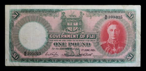 Fiji one pound note 1951
