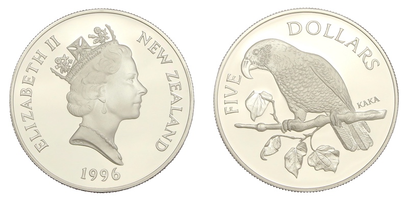 Kaka parrot bird from new zealand silver coin