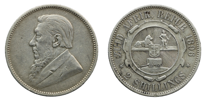 South africa two shillings 1896