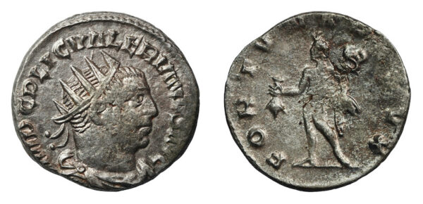 Roman valerian silver antoninianus coin