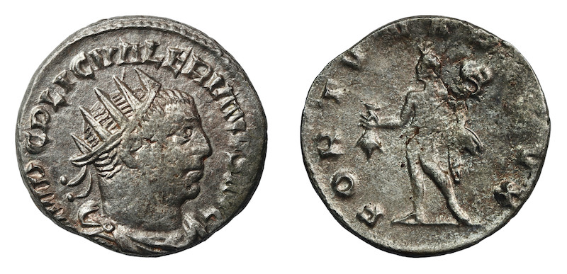 Roman valerian silver antoninianus coin