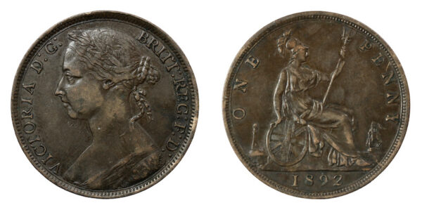 Unusual 1892 penny with a brocken arm
