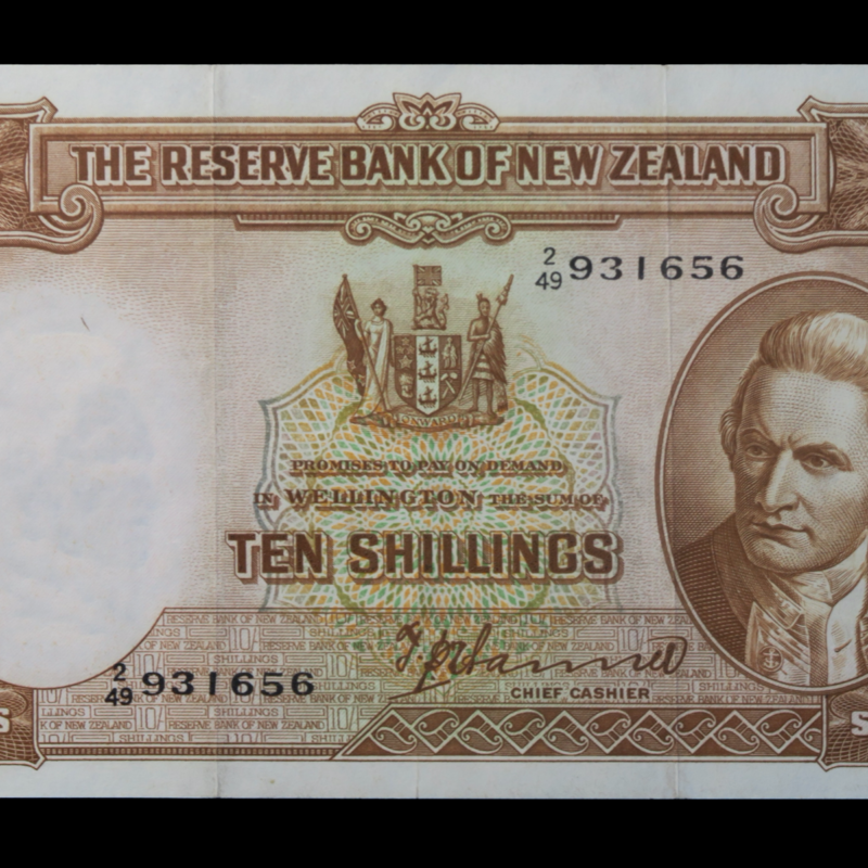 1949 zealand 10 shillings note