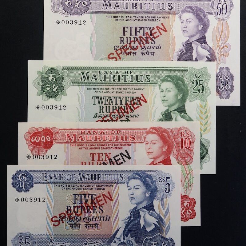 Mauritius specimen banknotes 1967