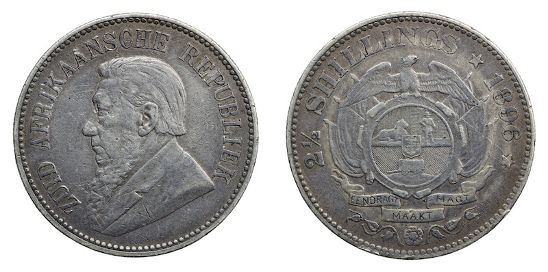 South africa 2 and a half shillings 1896