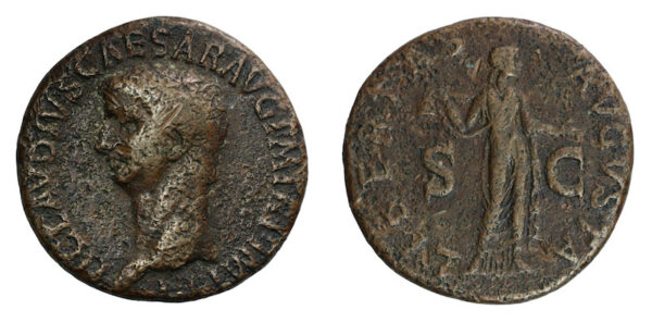 Claudius ae as coin rome ad 54