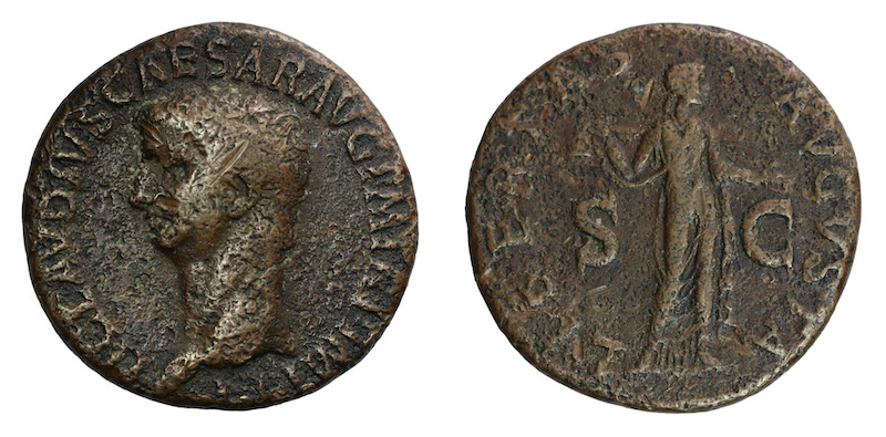 Claudius ae as coin rome ad 54