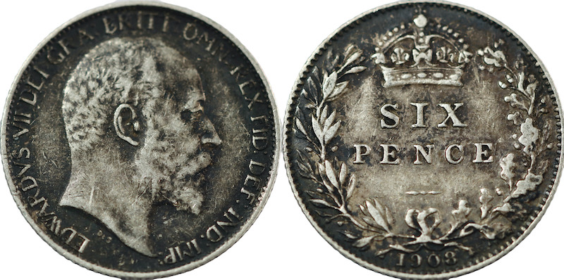 Edward sixpence 1908