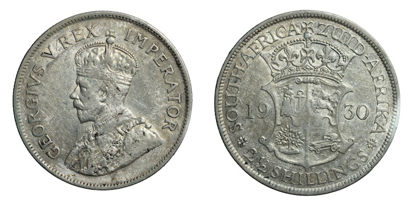 South African 1930 2 and a half shillings