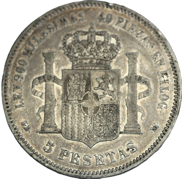 Spain five pesetas 1871