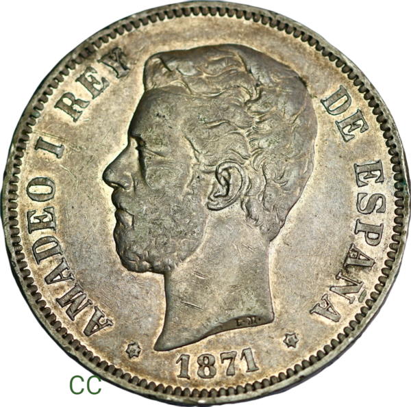 Spain 5 pesetas 1871