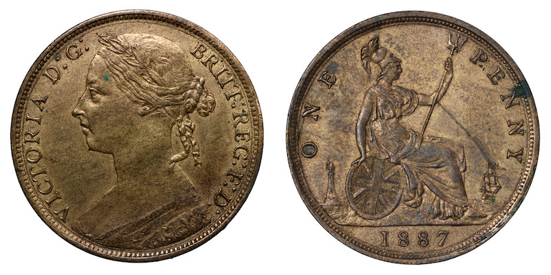 Bronze penny 1887