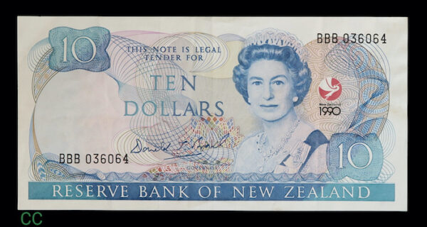 New Zealand 10 dollars 1990