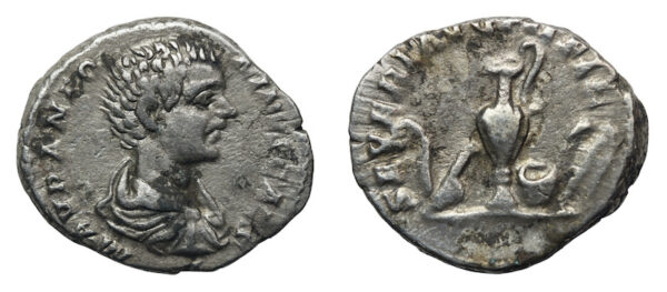 Roman silver denarius caracalla 196 ad