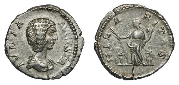 Denarius stuck under the wife of septimius Severus julia domna