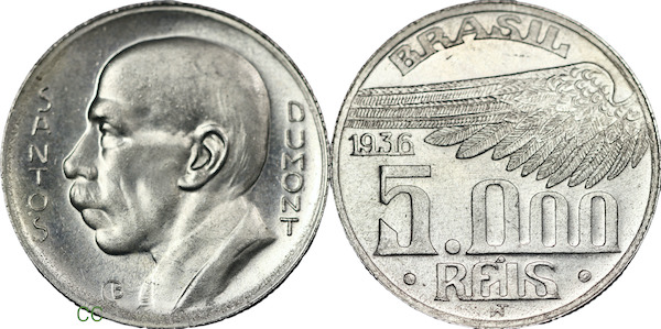Brazil 5000 reis coins