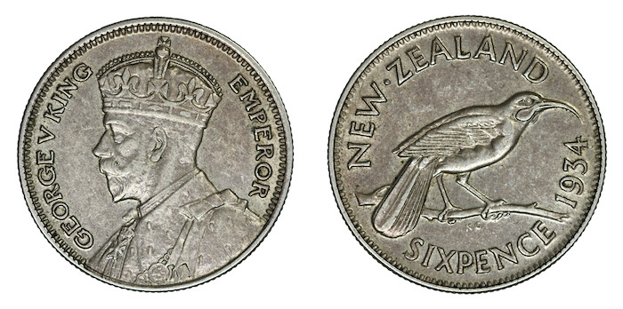 New zealand sixpence 1924