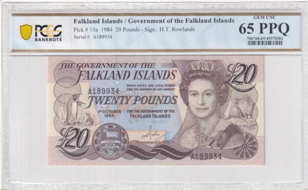 Falklands 20 pounds gem note