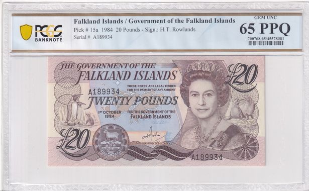 Falklands 20 pounds gem note