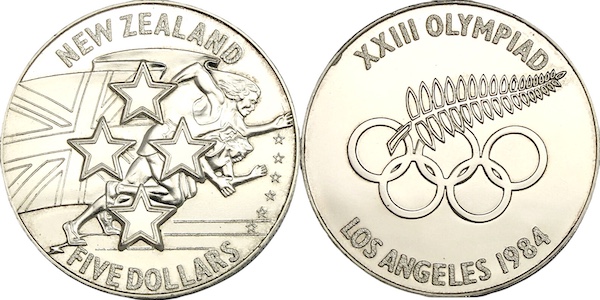 Los Angeles new zealand olympic team funds raising coin 1984