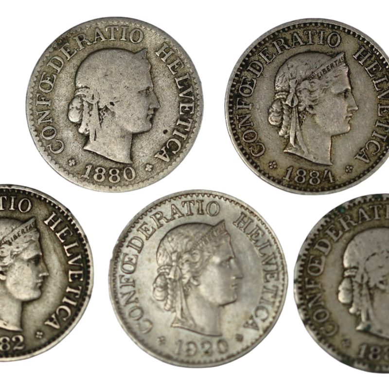 Swiss ten rappen coins