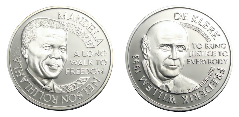 mandela and de klerk silver medallion