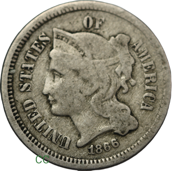 United states 3 cents 1866