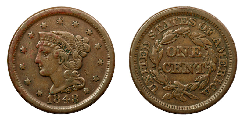 Braided cent 1848