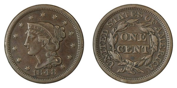 United states large cent 1848