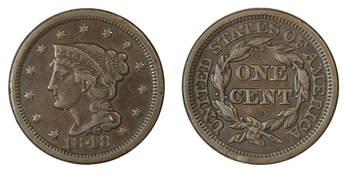 United states large cent 1848