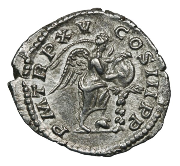 Silver denarius victory struck in rome ad 207