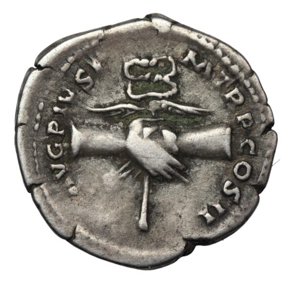 Antonius pius denarius clasped hands reverse
