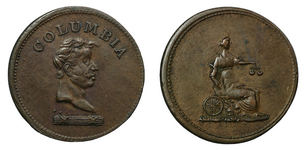 Columbia farthing token