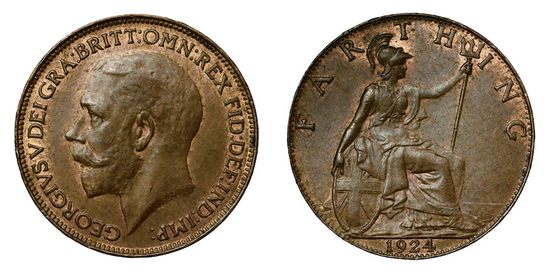 High grade bronze farthing 1924