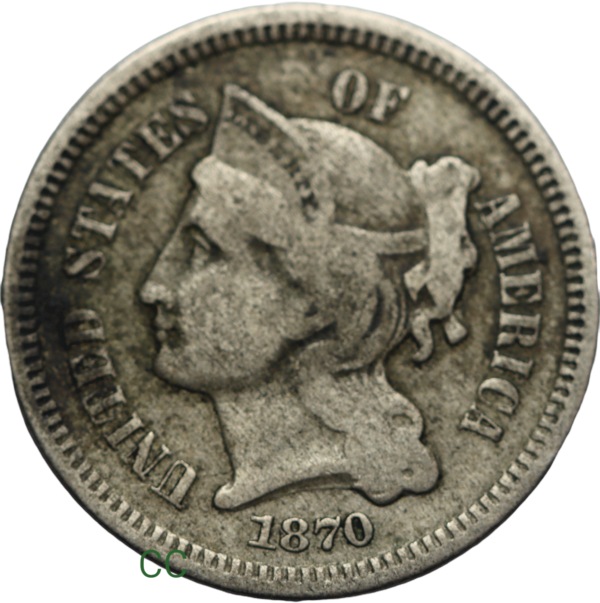 1870 three cents