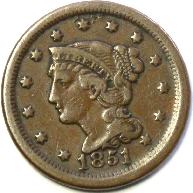 Braided Hair Cent 1851 Fine