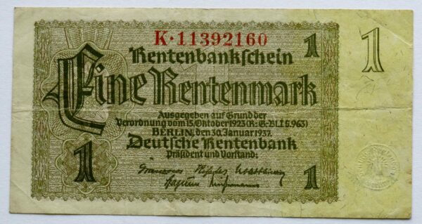 One Rentenmark 1937