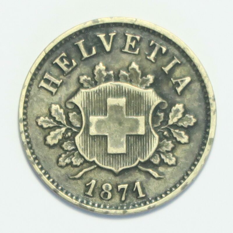 Swiss 10 Rappen 1871B Rare
