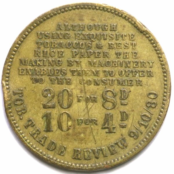 Thorbeck's Cigarettes Token 1880