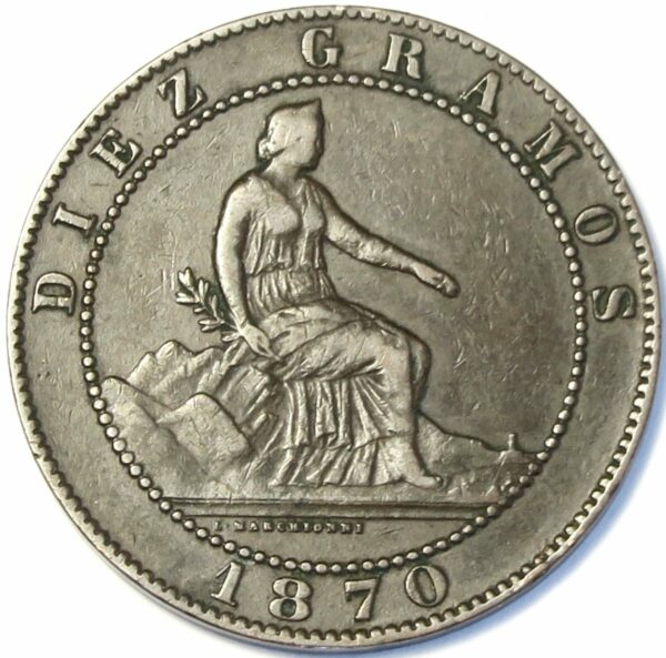 Spain 10 Centimos 1870