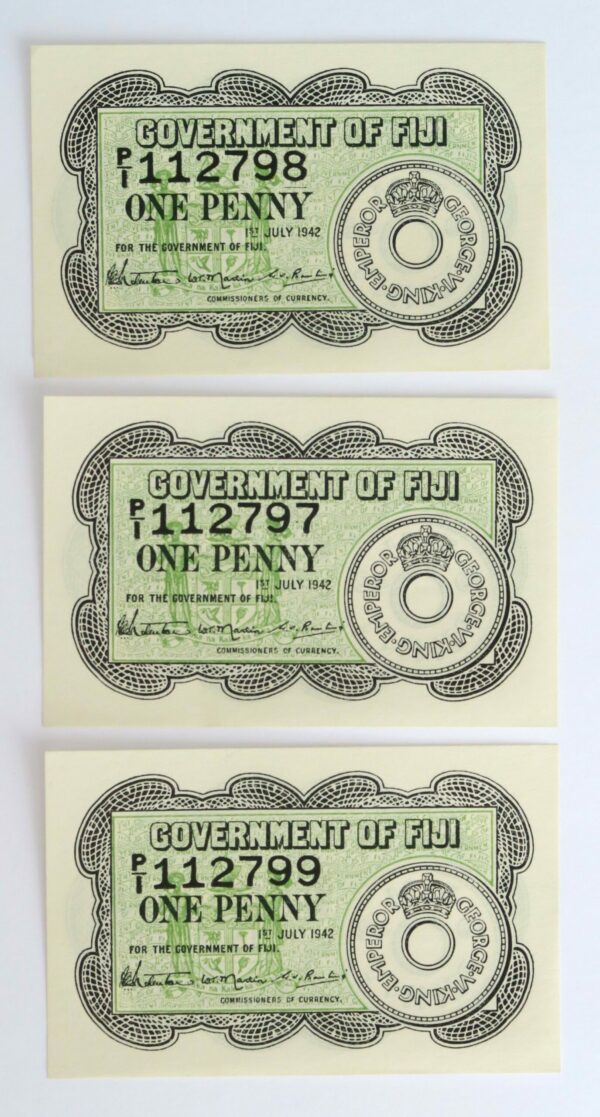 Fiji One Penny Notes 1942