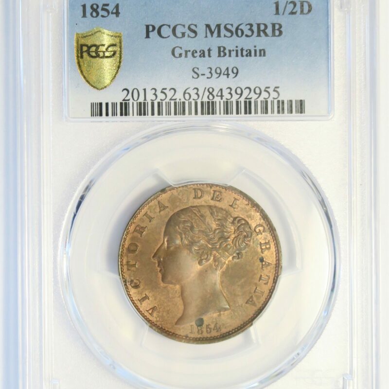 1854 Halfpenny MS63