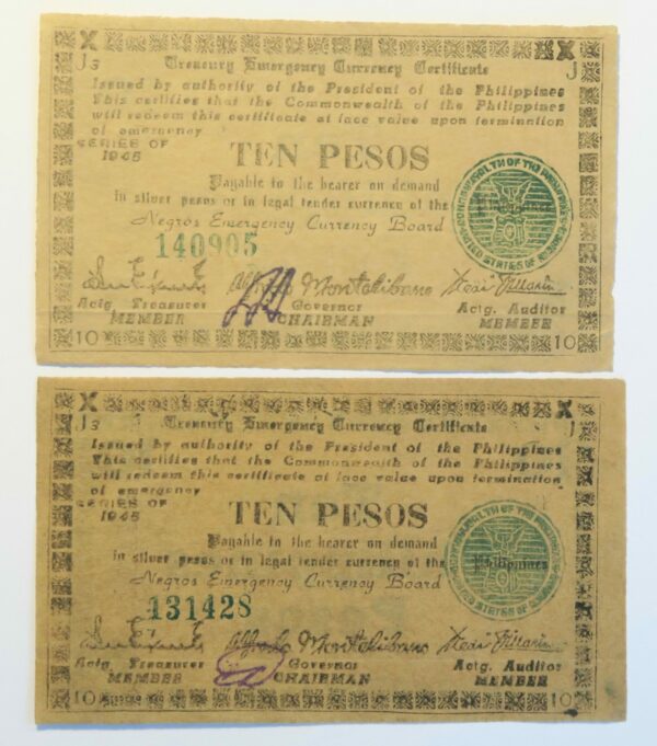 Philippines Emergency notes 1945
