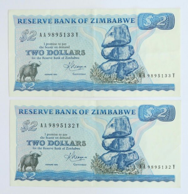 Zimbabwe $2 Pair