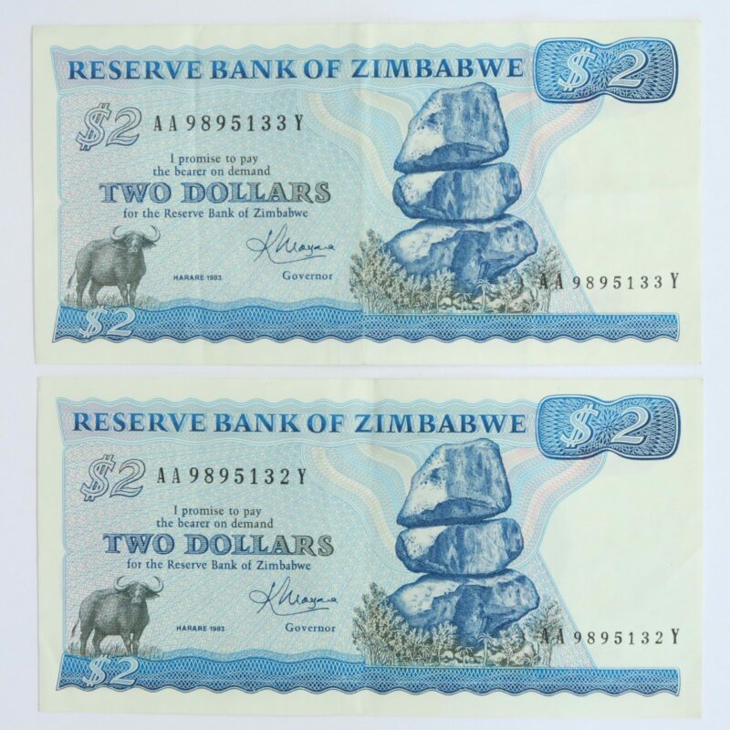 Zimbabwe $2 Pair