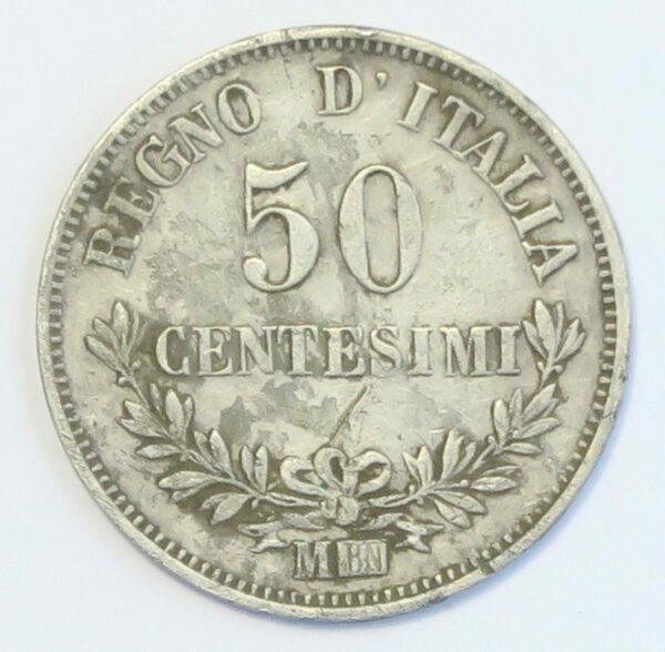 Italy 50 Centesimi 1863BN