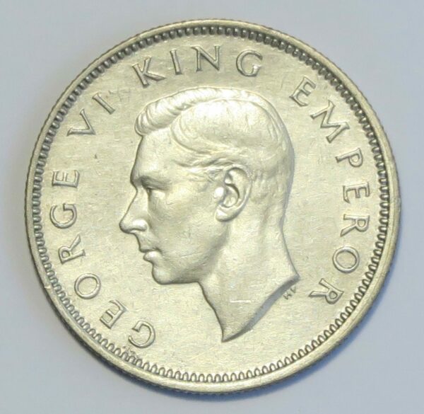 1942 Shilling, Ear 2 dots variety