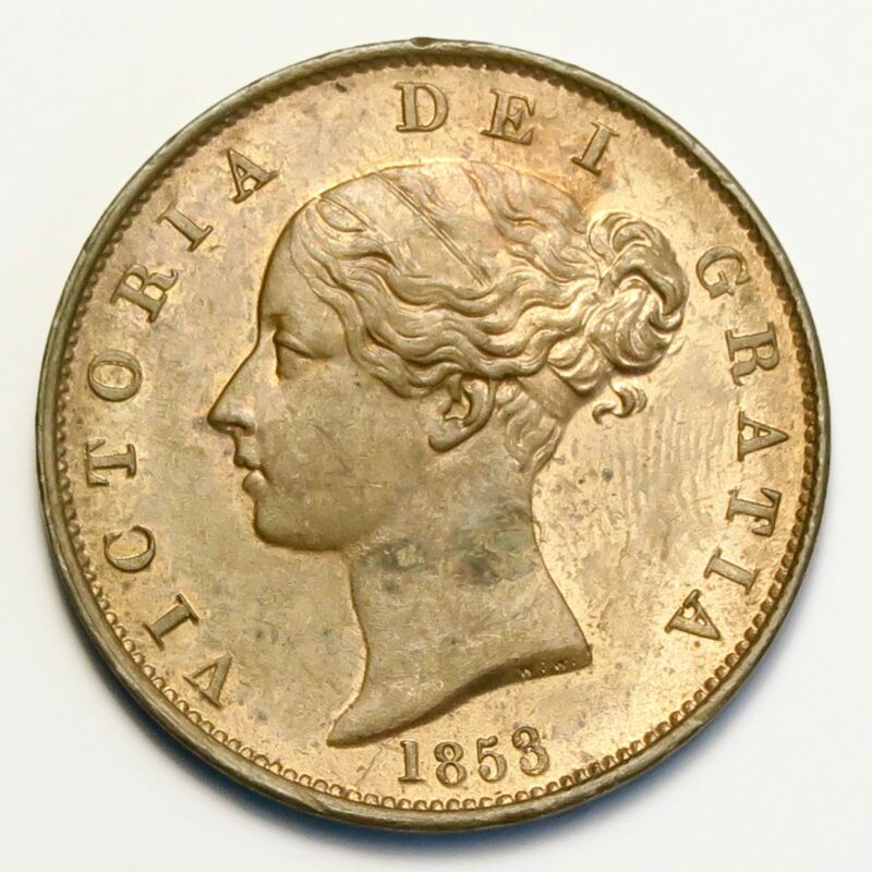 1853/2 Over date Halfpenny gEF-aUNC