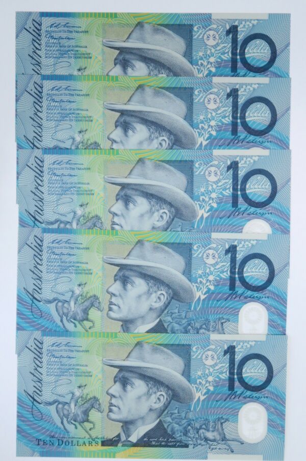 Australia $10 run of 5,unc
