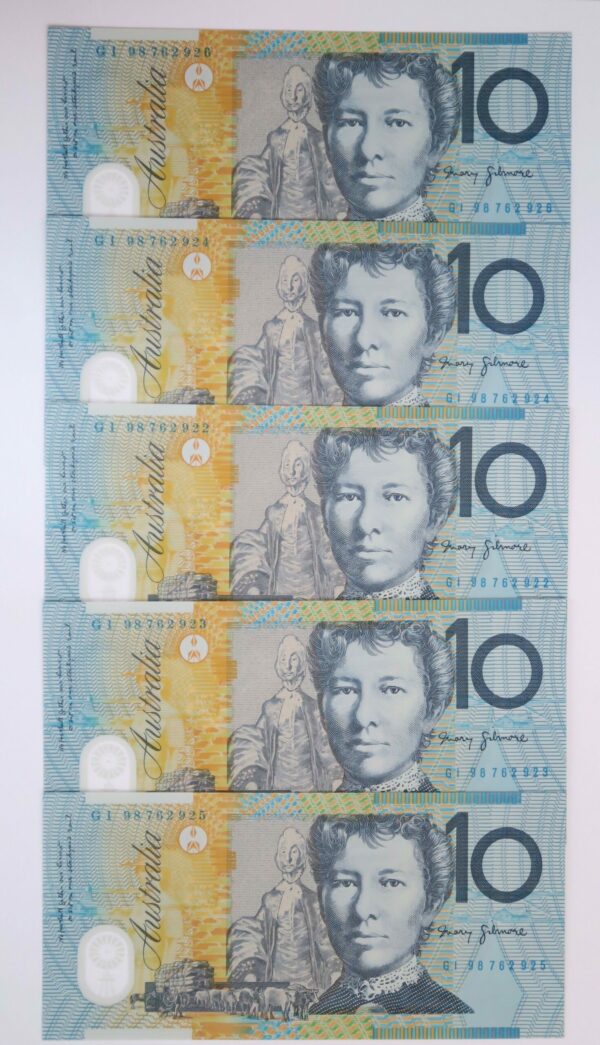 Australia $10 run of 5,unc